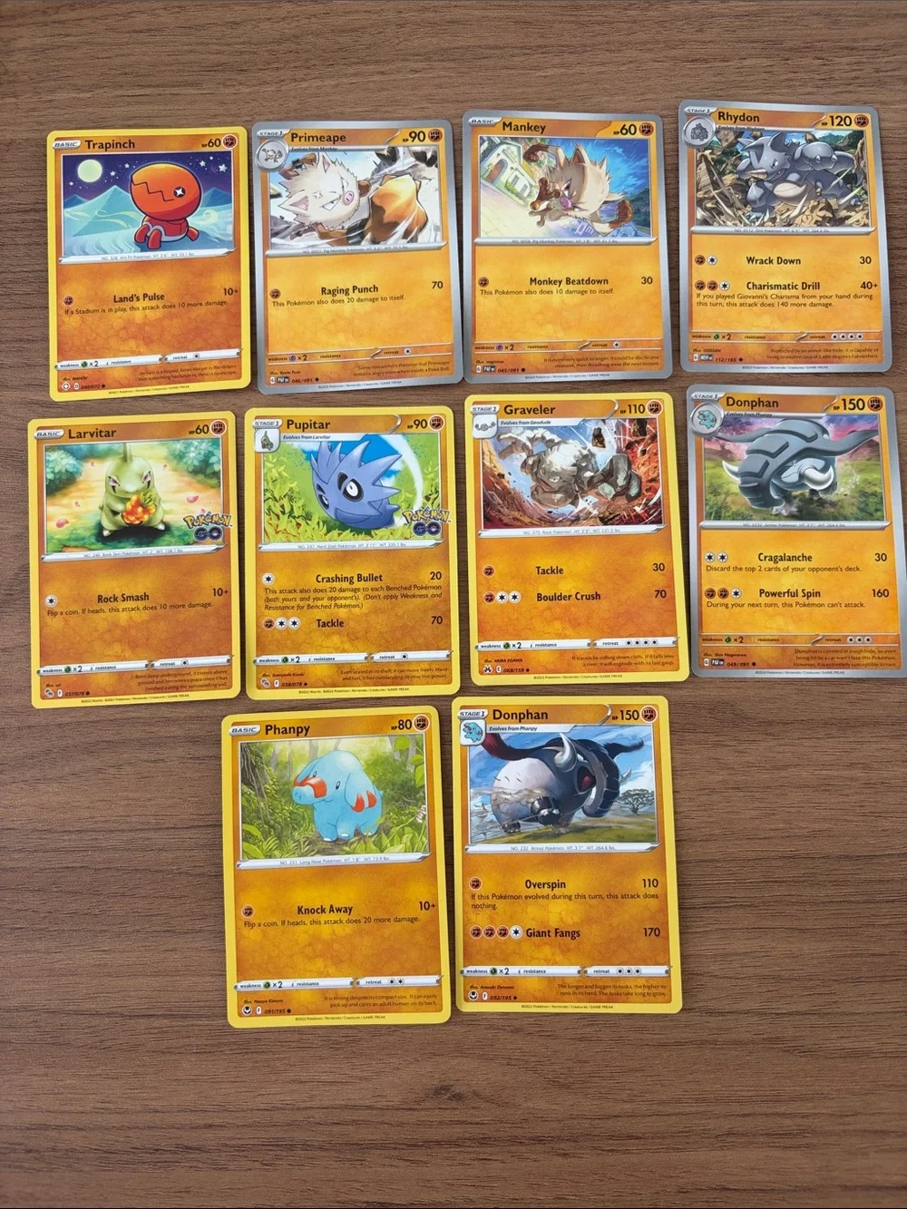 🥊 Fighting Pokémon Card Lot | Donphan Primeape Larvitar Rhydon ✨5/$25✨